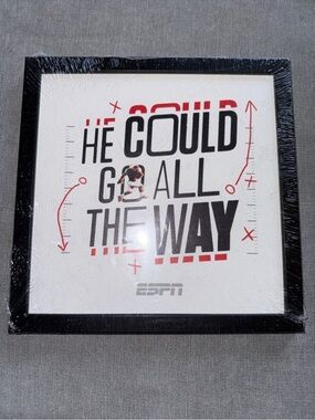 ESPN Framed Wall Art - "He Could Go All The Way" - Black/White/Red